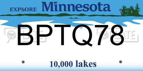 BPTQ78 Minnesota License Plate