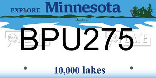 BPU275 Minnesota License Plate