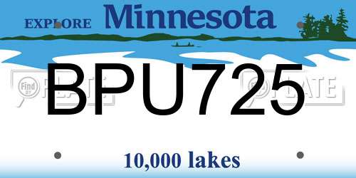 BPU725 Minnesota License Plate
