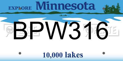 BPW316 Minnesota License Plate