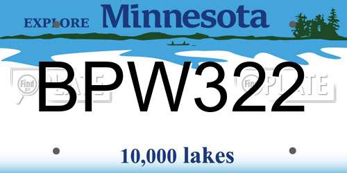 BPW322 Minnesota License Plate