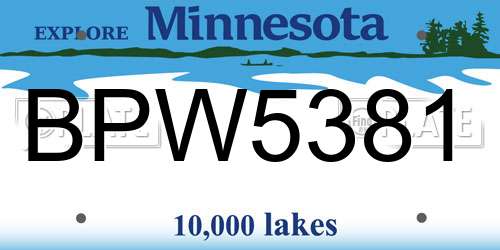BPW5381 Minnesota License Plate