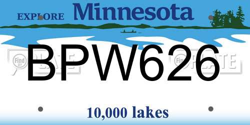BPW626 Minnesota License Plate