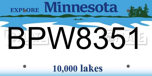 BPW8351 Minnesota License Plate