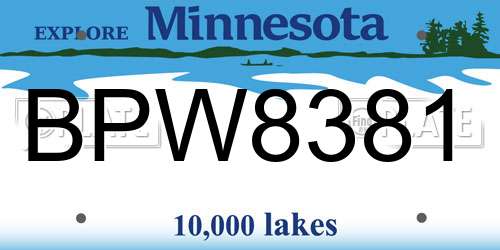 BPW8381 Minnesota License Plate