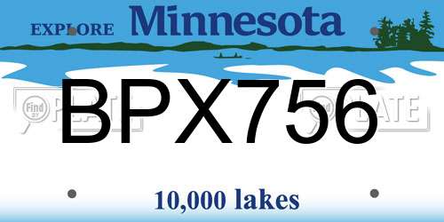 BPX756 Minnesota License Plate