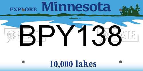 BPY138 Minnesota License Plate