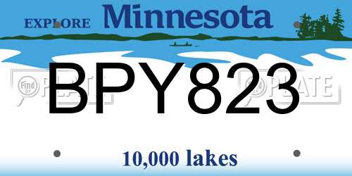 BPY823 Minnesota License Plate