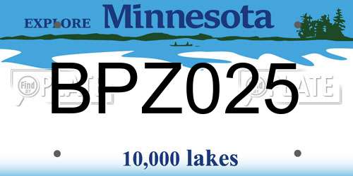 BPZ025 Minnesota License Plate