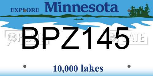 BPZ145 Minnesota License Plate