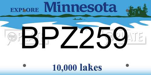 BPZ259 Minnesota License Plate