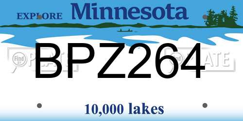 BPZ264 Minnesota License Plate