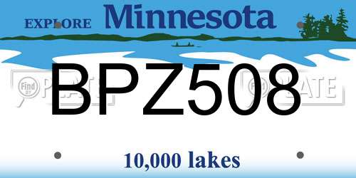 BPZ508 Minnesota License Plate