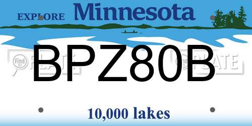 BPZ80B Minnesota License Plate