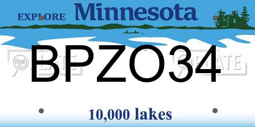 BPZO34 Minnesota License Plate