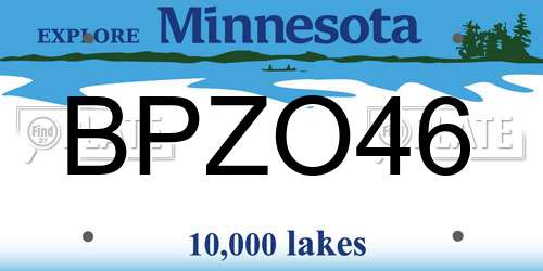 BPZO46 Minnesota License Plate