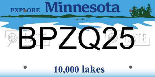 BPZQ25 Minnesota License Plate