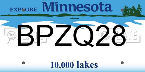 BPZQ28 Minnesota License Plate