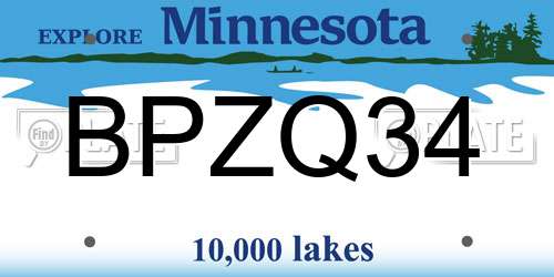 BPZQ34 Minnesota License Plate