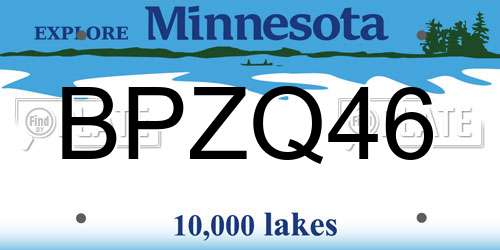 BPZQ46 Minnesota License Plate
