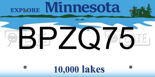 BPZQ75 Minnesota License Plate