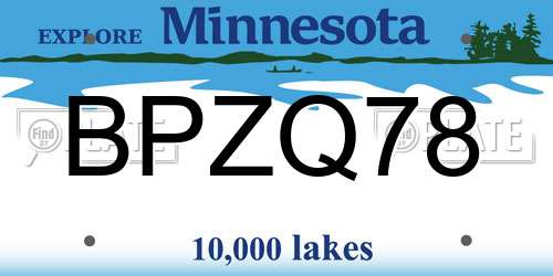 BPZQ78 Minnesota License Plate