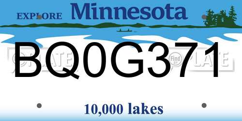 BQ0G371 Minnesota License Plate