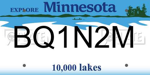 BQ1N2M Minnesota License Plate