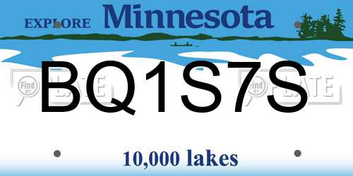BQ1S7S Minnesota License Plate