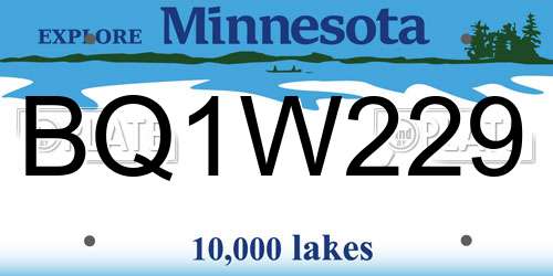 BQ1W229 Minnesota License Plate