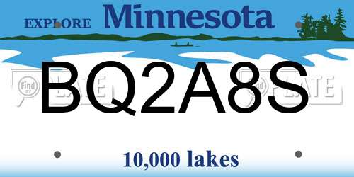 BQ2A8S Minnesota License Plate