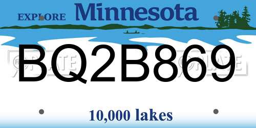 BQ2B869 Minnesota License Plate