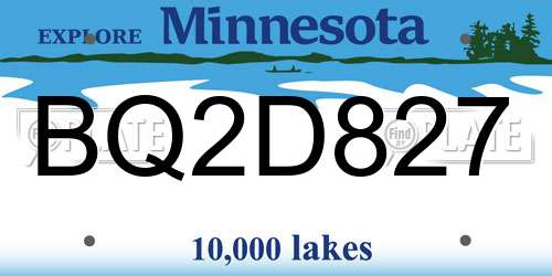 BQ2D827 Minnesota License Plate