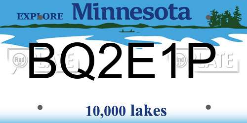 BQ2E1P Minnesota License Plate