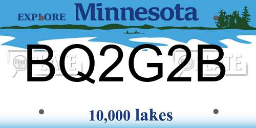 BQ2G2B Minnesota License Plate