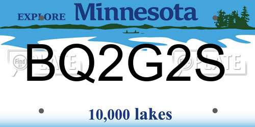 BQ2G2S Minnesota License Plate