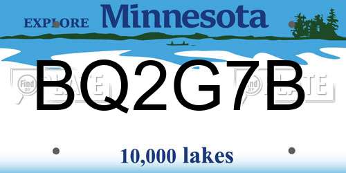 BQ2G7B Minnesota License Plate