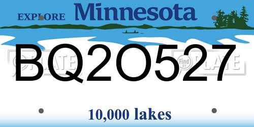 BQ2O527 Minnesota License Plate