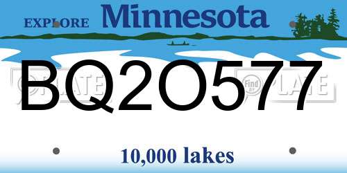 BQ2O577 Minnesota License Plate