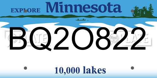 BQ2O822 Minnesota License Plate