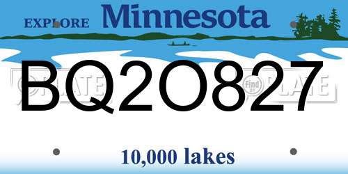 BQ2O827 Minnesota License Plate