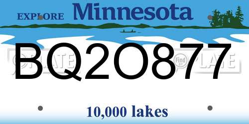 BQ2O877 Minnesota License Plate