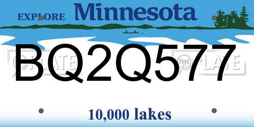 BQ2Q577 Minnesota License Plate