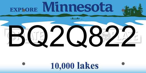 BQ2Q822 Minnesota License Plate