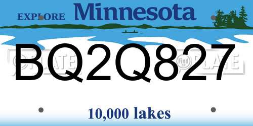 BQ2Q827 Minnesota License Plate