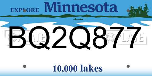 BQ2Q877 Minnesota License Plate