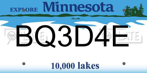 BQ3D4E Minnesota License Plate