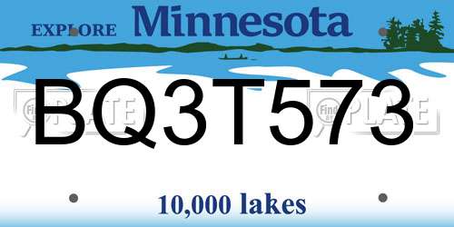 BQ3T573 Minnesota License Plate