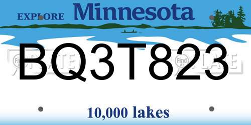 BQ3T823 Minnesota License Plate