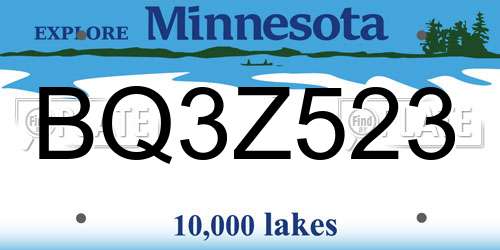 BQ3Z523 Minnesota License Plate